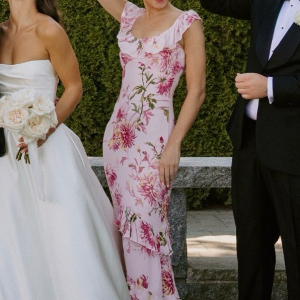 Reformation Blush Dress with Floral Accents